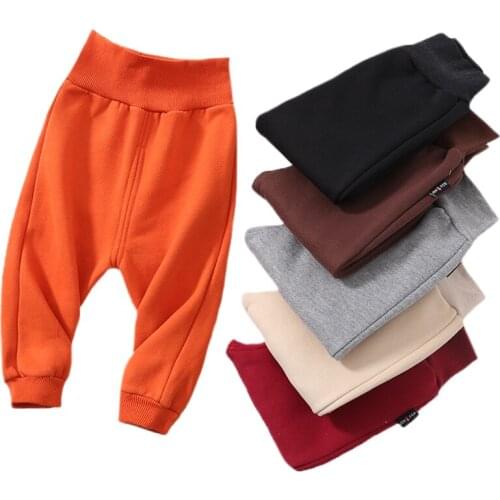 2021 New Spring Autumn Baby Children Pants Toddler Boys Girls High Waist Leggings Cototn Infant Plush Pants Clothes