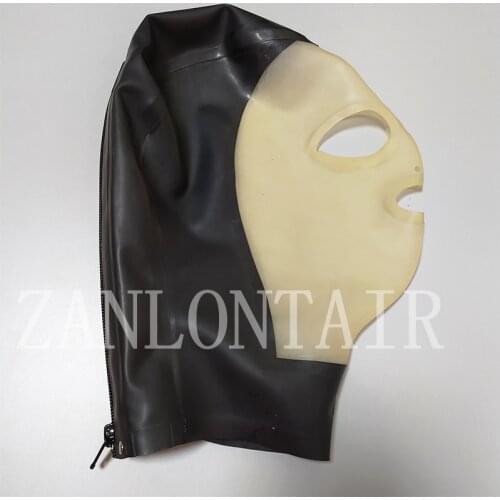 2021 new handmade sexy lady exotic lingerie female male unisex transparent black latex spliced hoods mask cekc club fetish