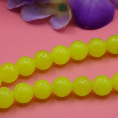 New arrival 10mm Round loose beads Fresh Fluorescent yellow stone Chalcedony DIY Manual Accessories women making Wholesale 15