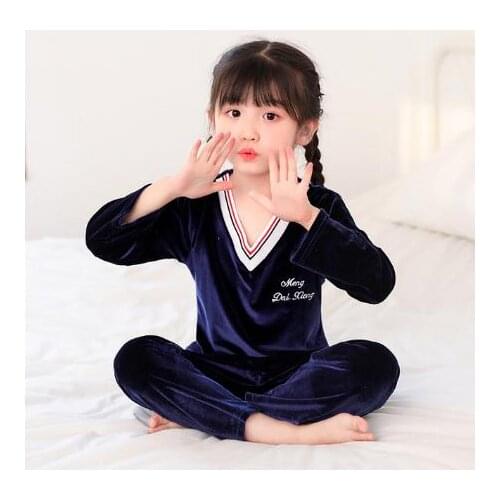 Boys New Year Homewear Kids Christmas Coral Velvet Pyjamas Set Pajamas For Girls Winter Warm Flannel Long Sleeved Sleepwear Suit