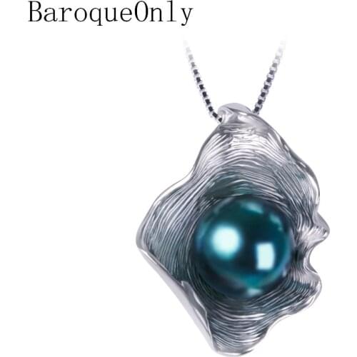 BaroqueOnly charm Shell design Pearl Necklace Pendant,9.5-10mm, 925 sterling silver jewelry ,fashion necklaces for women