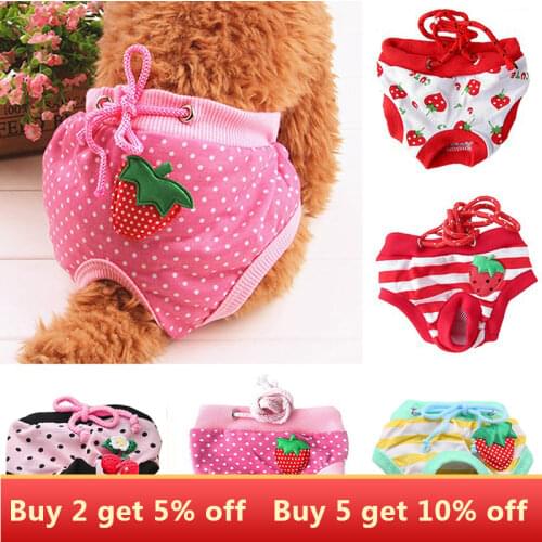 Dog Diapers Washable Female Dog Panties Physiological Pants Sanitary Cartoon Bitch Briefs Puppy Shorts Underwear Velcro Nappy