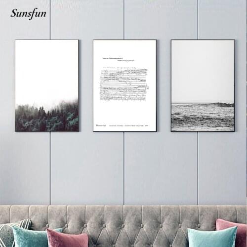 Manuscripts of Music Master Chopin Poster Landscape Forest Sea Art Print Canvas Wall Painting Nordic Picture Room Decoration