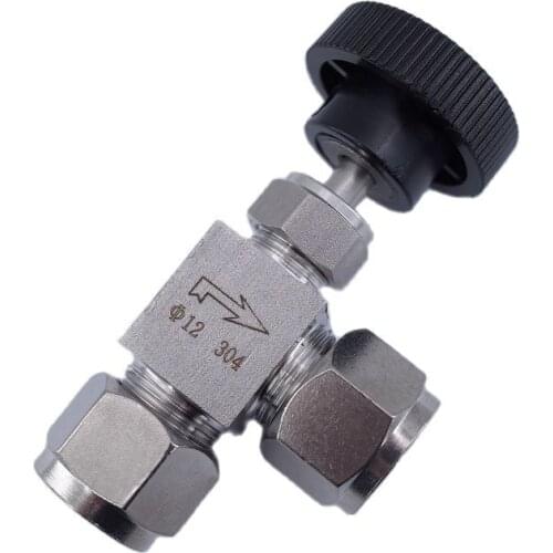 Adjustable Right angle needle 6 8 10 12mm 1/8 1/4 3/8 inch hard tube SS304 Flow Control shut off crane needle valve