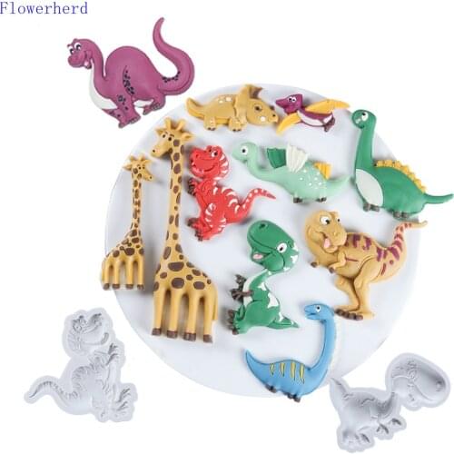 Cartoon Animal Dinosaur Chocolate Mold Fondant Cake Clay Silicone Mold Home Baking Tool Handmade Soap Mold Cake Decorating Tools