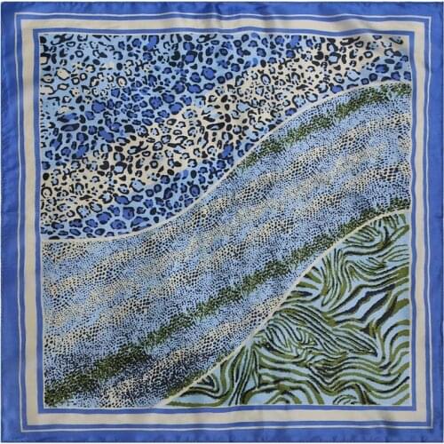 Natural Silk Scarf Women Bandana Female Hair Scarf for Women Silk Headband Womens Square Silk Head Scarf Face Mask Scarf River