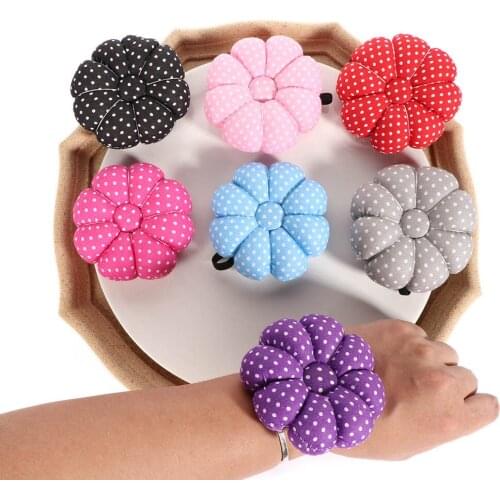 Pumpkin Shape Sewing Pin cushion Cotton Fabric Button Wrist Strap For Cross Stitch Sewing Safety Pin Cushion Accessories