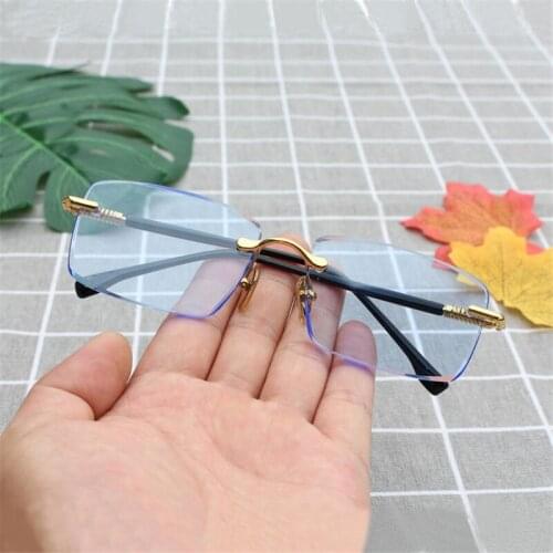 Rockjoy Stone Glasses Male Women Light Blue Natural Glass Sunglasses Anti Eye Dry Anti Scratch Heavy Eyewear Rimless