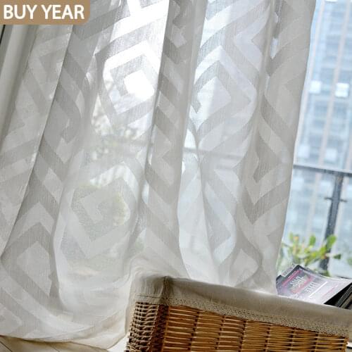 Modern Curtains for Living dining Room Bedroom European Style Solid Color Jacquard Window Screen Modern Fashion Striped Tulle