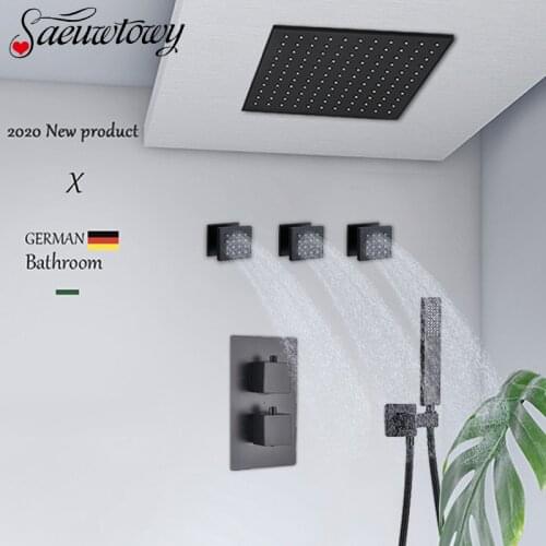 Thermostatic Rain Shower Faucet Wall Mounted/Ceiling Mount Bathroom Shower Faucet Concealed Shower Faucet Set BackMassage System