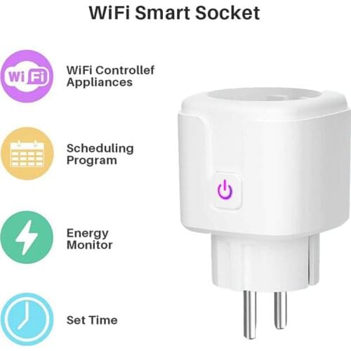 16A EU Smart Wifi Power Plug with Power Monitor Smart Home Wifi Wireless Socket Outlet Works with Alexa Google Home Tuya App
