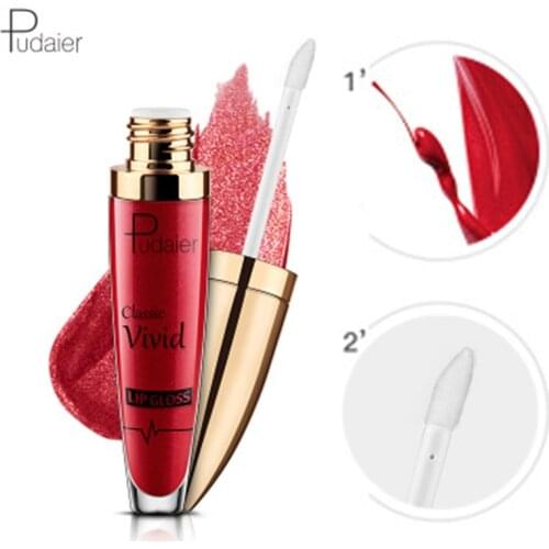 Pudaier Pearlescent Non-Stick Diamond Lip Gloss Matte Long Lasting Waterproof Lipstick Matte Fashion Valentines Day Gift