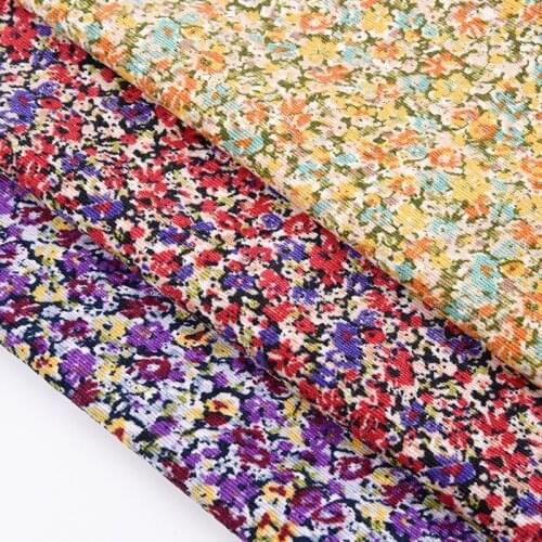 Corduroy fabric Polyester Small crushed flower dress cloth printed wick velvet fabric Womens childrens skirt DIY Handmade