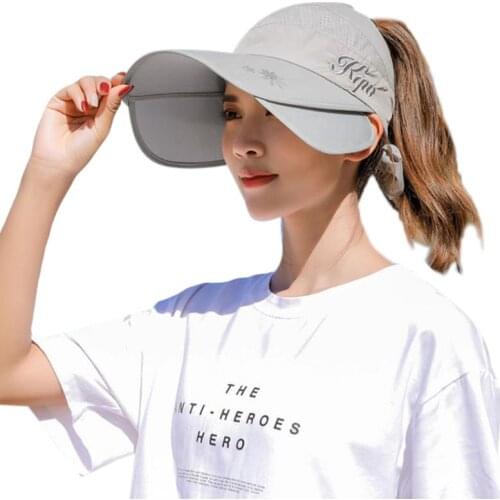 Women Retractable Wide Brim Sun Visor Hat Empty Top Bowknot Cycling Baseball Cap