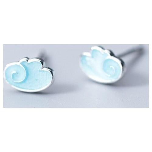MloveAcc 925 Sterling Silver Funny Blue Cloud Stud Earrings for Women Valentine Day Gift for Cute Girls