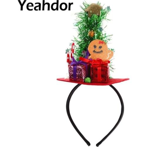 1Pcs Christmas Headband Hair Hoop Hair Accessories with Christmas Tree Candy Canes Gift Box Decor For Christmas Ornaments Kids