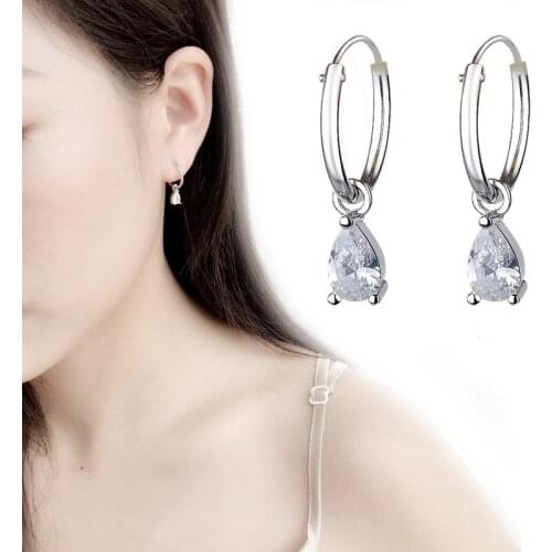 100% 925 Sterling Silver Crystal Charm Stud Earrings For Women 2020 Wedding Jewelry Prevent Allergy boucle d'oreille pendientes