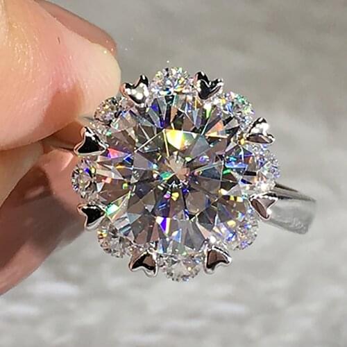 14K Au585 White Gold Women Ring Moissanite Diamonds 1 2 3 4 5 Carat Sunflower Wedding Party Engagement Anniversary Ring Trendy