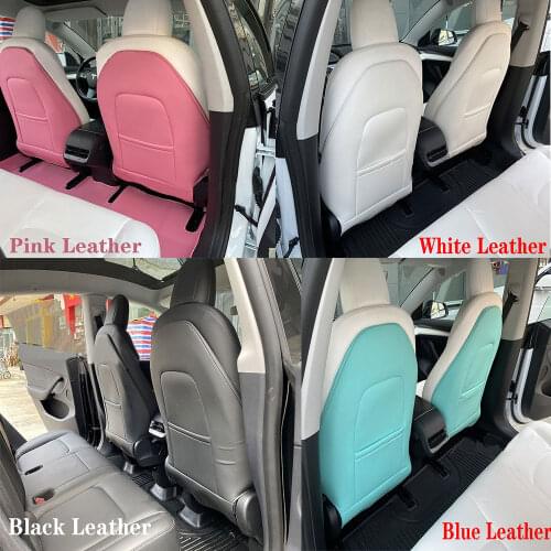 For tesla model 3 Y Carbon Fiber Seat Anti-kick Mat Pad Protector Seat Back Leather Cover Mat 2Pcs