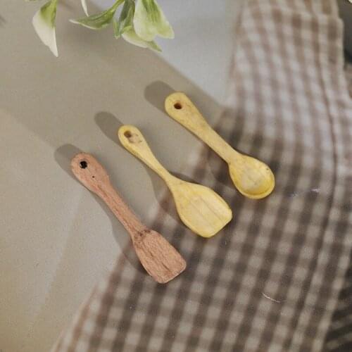 3Pcs/set 1:12 Dollhouse Mini Wood Shovel Soup Spoon Kitchen Tool Utensils For Dollhouse Decoration New