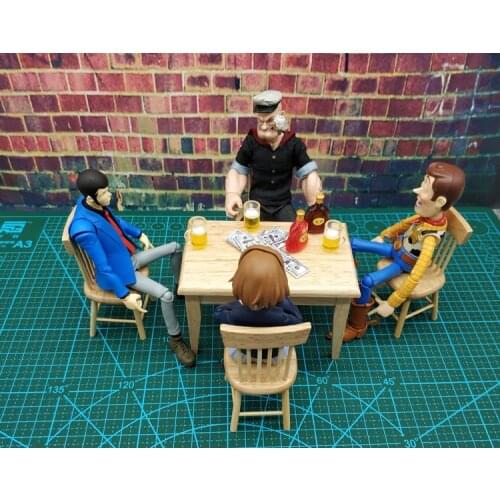 5pcs 1/12 SHF Pvc Cosplay Soldier Figure Doll Table chair dining table stool Accessory Display Weapon Prop Model Figure Toy
