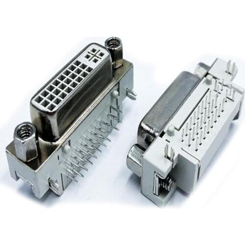 50pcs/lot---90 Degree DVI 24+5 Female Plug Soldering Connector Adapter DVI-I DIY Jack Terminal