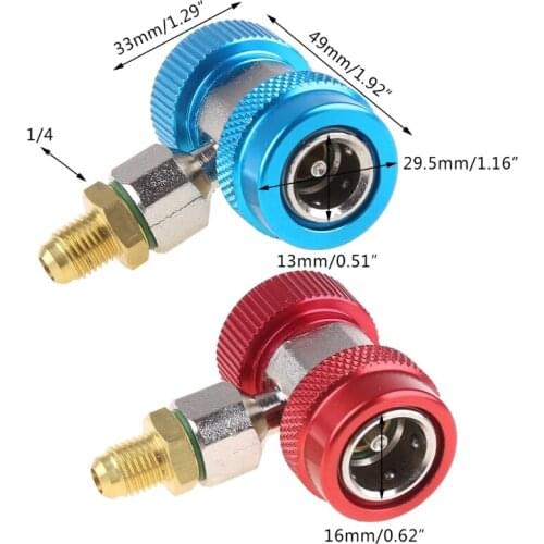 2Pcs R134A H / L Adapters Quick Coupling Air Conditioner Coolant Adjustable New T3EF