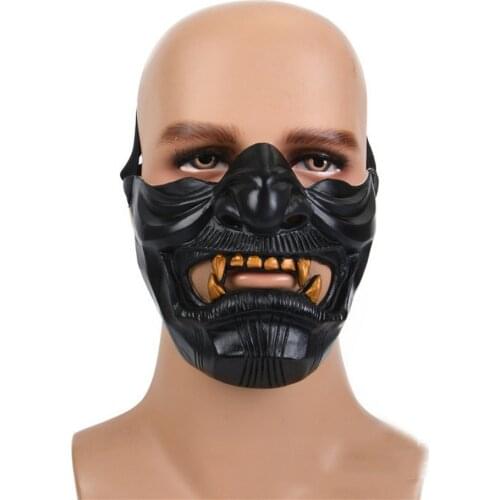 Anime Japanese Ghost Latex Horror Mask Halloween Half Face Cosplay Masks Adult Props Masque