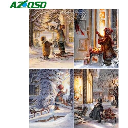 AZQSD Pictures By Numbers Girl Winter Hand Paind Kit Canvas Paint By Numbers Portrait Unique Gift For Children Wall Arts