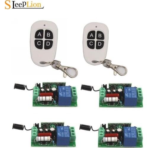 Sleeplion AC 110V 10A 1CH Relay 2 4-key Wireless RF Remote Switch Transmitter+4 Receiver 110V Teleswitch Module 315MHz 433MHz
