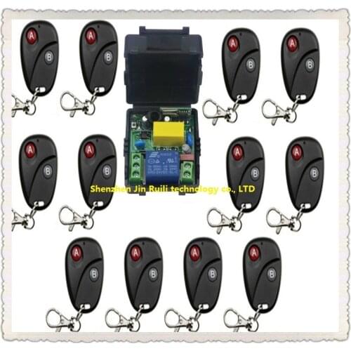 RF Wireless 220V Remote Control Switch teleswitch 1CH Interruptor 10A 1 Receiver& 12 Transmitter Light Lamp LED SMD A ON B OFF