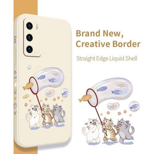 Interesting Cat Pattern Phone Case For Huawei P40 P40Lite P40pro P30 P30Lite P20 Pro Mate 40 40Pro 30 20 Cover