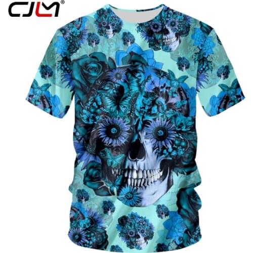 CJLM Skull T Shirt Fashion Men 3d Print Butterfly Rose Tshirt Hot Punk T-shirt Gothic Clothes Mens Rock Tees Hip Hop Dropship