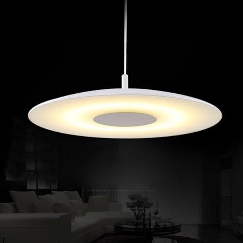 D50cm Modern White Warm acrylic paint round circle hanging lamp 24W led dining room pendant light household suspend lighting