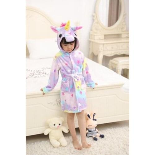 Winter New Baby Girls Hooded Bathrobe Children Pajamas Girls Cartoon Pajama Bath Robe Nightgown Kids Sleepwear for 2-11Years