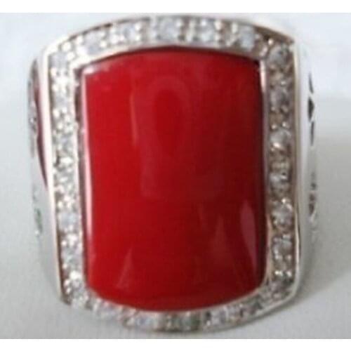 Shipping Exquisite red coral men s ring yujvi