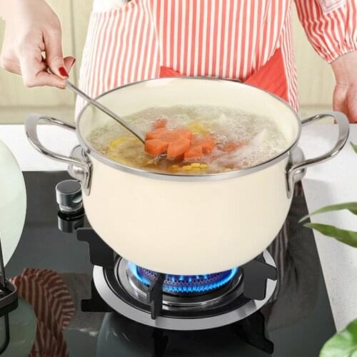 Japanese style enamel double ear stew pot household non stick pot induction cooker general purpose pots for cooking cookware