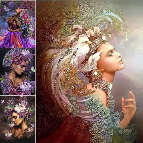5D DIY Diamond Painting Full Drill Portrait Art Mosaic Diamond Embroidery Woman Picture of Rhinestones Kits Wall Decor Handmade