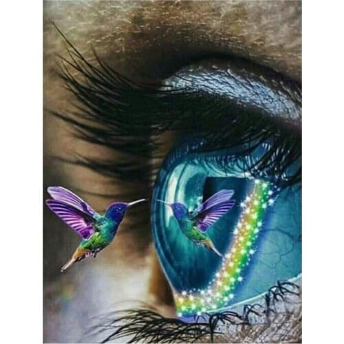 Hummingbird Diamond Embroidery Painting Eye Bird Mosaic Rhinestone Stickers Wall Decor New Arrival Puzzle Picture Diamond Dots