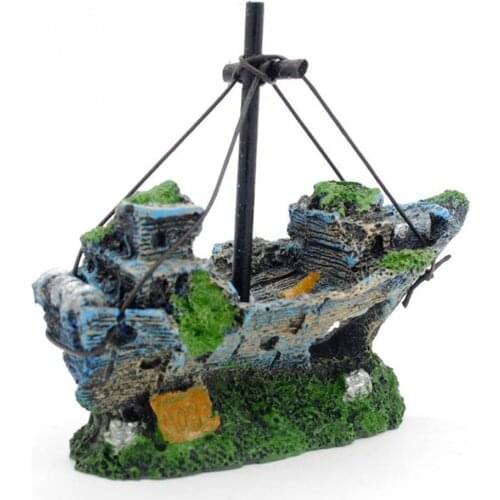 Creative Pirate Ship Aquarium Ornament Fish Tank Landscaping Home Office Decoration