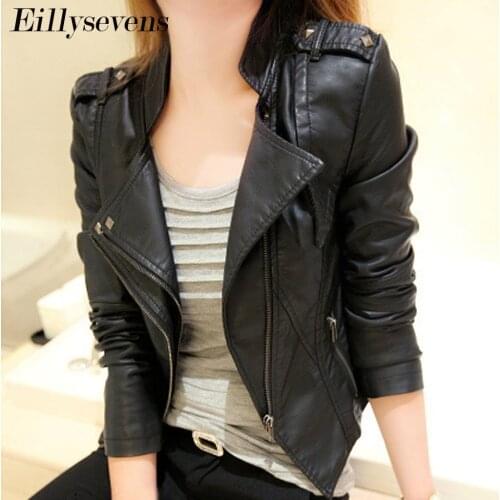 Women Leather Jacket Long Sleeve Slim Short Pu Faux Leather Coat 2020 Autumn Winter New Plus Size S-3xl Fashion Zipper Coat