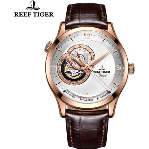 Reef Tiger/RT 2021 Mens Casual Watches Luxury Rose Gold Automatic Mechanical Watches Stainless Steel Waterproof Designer Watch