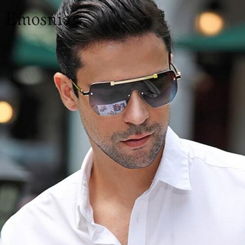 Oversized Square Sunglasses For Men One Piece Gradient Lens Big Frame Sun Glasses 2021 Semi-Rimless Brand Design UV400 Driving