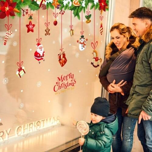 Christmas Window Sticker Snowman Cane Glass Sticker Xmas Christmas Decorations for Home Natal New Year Gift 2019 Noel HM92017ds