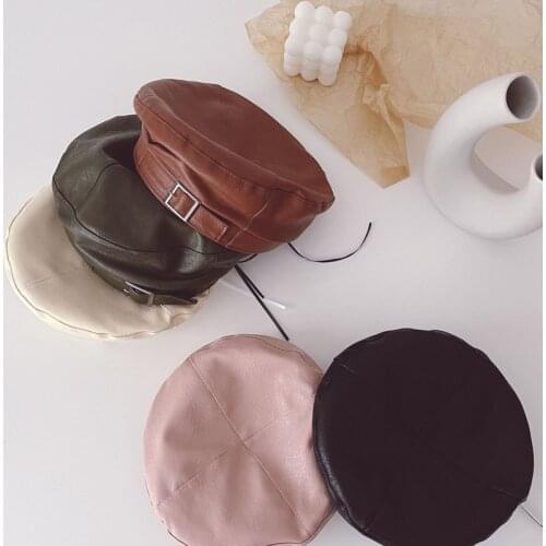 2021 Spring New Arrival Girls Fashion PU Painters Hat Baby Boy and Girls Hats and Caps