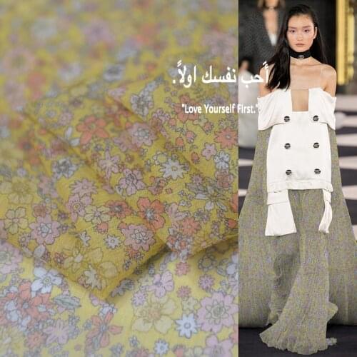 New Elegant Yellow Floral Georgette Silk Fabrics