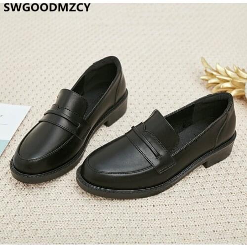 Low Heel Shoes Chunky Heels Leather Heels Party Shoes For Women Black Office Shoes Women Fashion Scarpe Donna Eleganti Ayakkabı