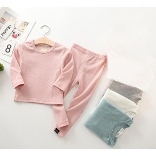 Toddler Baby Clothes Suit Long Sleeve Solid Tops+Pants Pajamas Sleepwear Outfits Boys Girls Pyjamas Kids Nightwear Sets