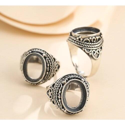 12*15mm 925 STERLING SILVER mens Semi Mount Bases Blanks base blank Pad VINTAGE ring Setting set jewelry (without stone) A5453