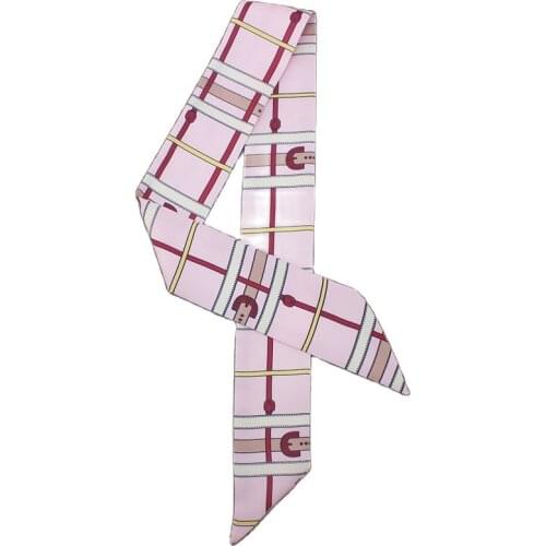Summer new style pink silk scarf women luxury belt printing womens long scarf handbag ribbon fashion head scarf C53